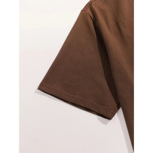 NWT ROMWE‎ Mens Skull & Floral Print Tee Size XL Color Brown - Picture 4 of 9